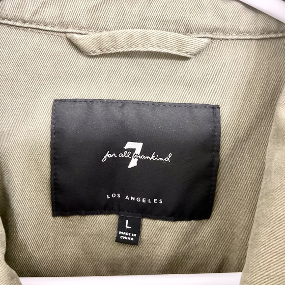 7 For All Mankind Women's Sz L Khaki Green Jacket 100% Cotton - Picture 5 of 12